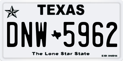 TX license plate DNW5962