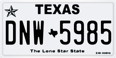 TX license plate DNW5985