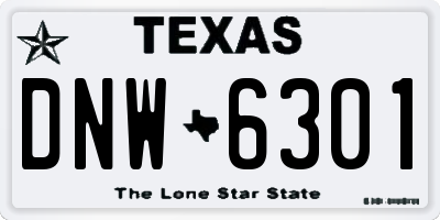 TX license plate DNW6301