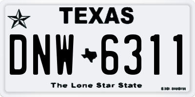 TX license plate DNW6311