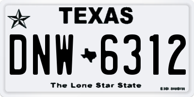 TX license plate DNW6312