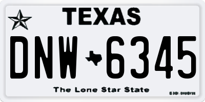 TX license plate DNW6345