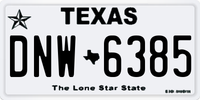 TX license plate DNW6385