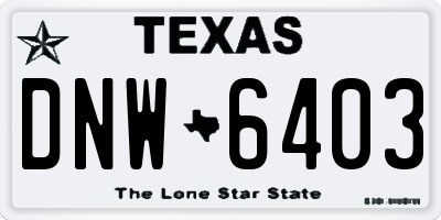 TX license plate DNW6403