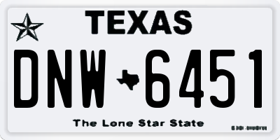 TX license plate DNW6451