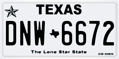 TX license plate DNW6672