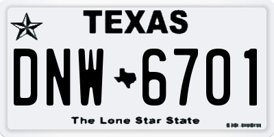 TX license plate DNW6701