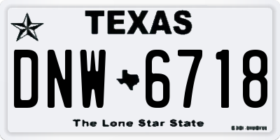 TX license plate DNW6718