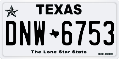 TX license plate DNW6753