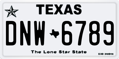 TX license plate DNW6789