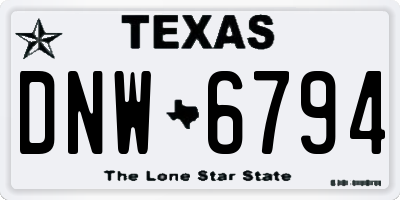 TX license plate DNW6794