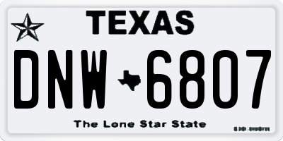 TX license plate DNW6807