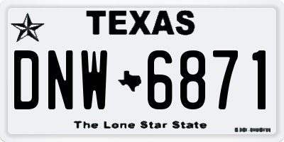 TX license plate DNW6871