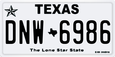 TX license plate DNW6986