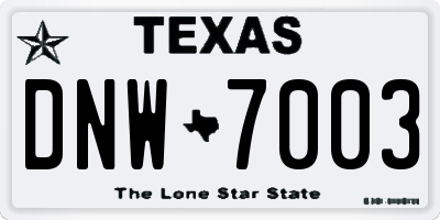 TX license plate DNW7003