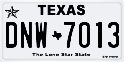 TX license plate DNW7013