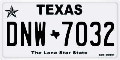 TX license plate DNW7032