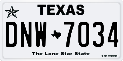 TX license plate DNW7034