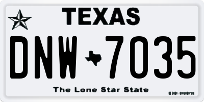 TX license plate DNW7035
