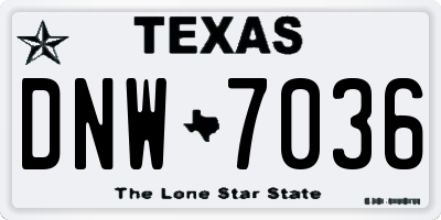 TX license plate DNW7036