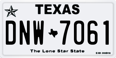 TX license plate DNW7061