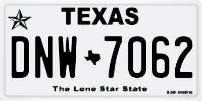 TX license plate DNW7062