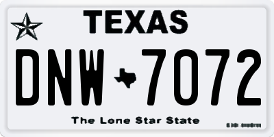 TX license plate DNW7072