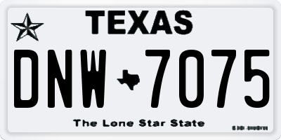 TX license plate DNW7075