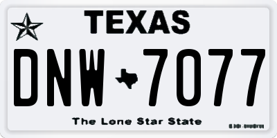 TX license plate DNW7077