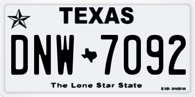 TX license plate DNW7092