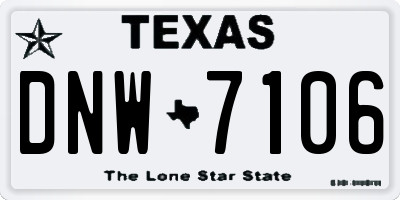 TX license plate DNW7106