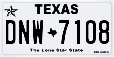 TX license plate DNW7108