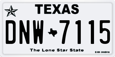 TX license plate DNW7115