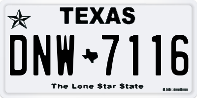TX license plate DNW7116