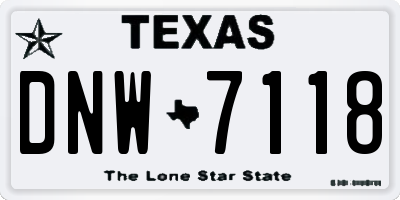 TX license plate DNW7118