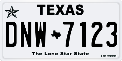 TX license plate DNW7123