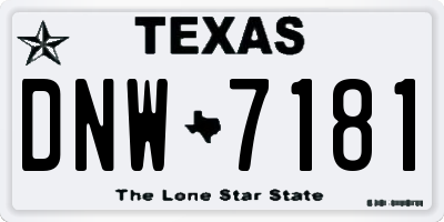 TX license plate DNW7181