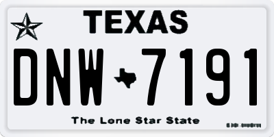 TX license plate DNW7191