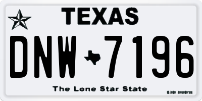 TX license plate DNW7196