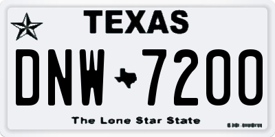 TX license plate DNW7200
