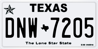 TX license plate DNW7205