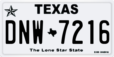 TX license plate DNW7216