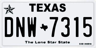 TX license plate DNW7315