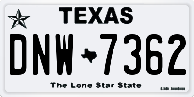 TX license plate DNW7362