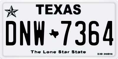 TX license plate DNW7364