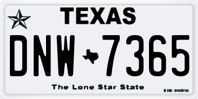 TX license plate DNW7365