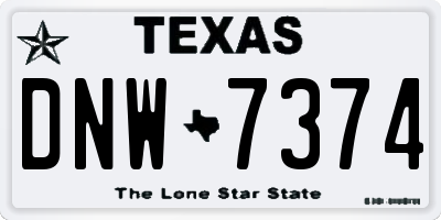 TX license plate DNW7374