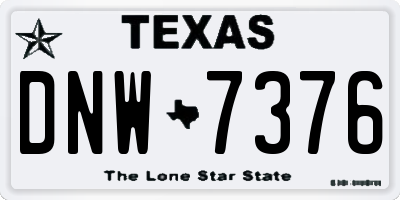 TX license plate DNW7376
