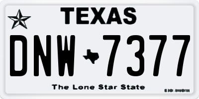 TX license plate DNW7377