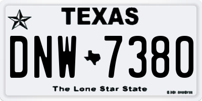 TX license plate DNW7380